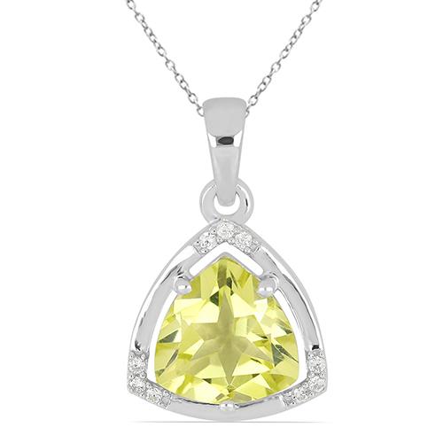 BUY 925 SILVER NATURAL LEMON TOPAZ GEMSTONE BIG STONE PENDANT